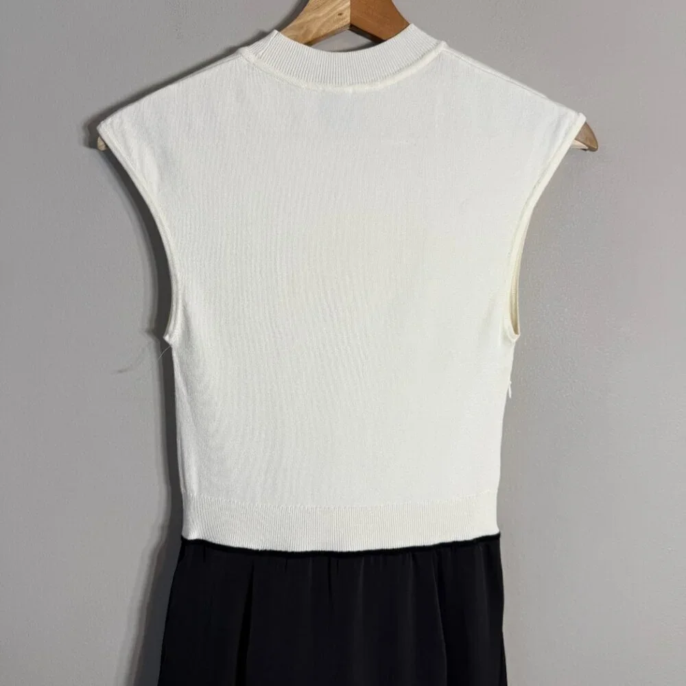 Hugo Boss Ferdola Mixed Media Midi Dress Women's XS Ivory Black Career Chic NWOT - Picture 12 of 16